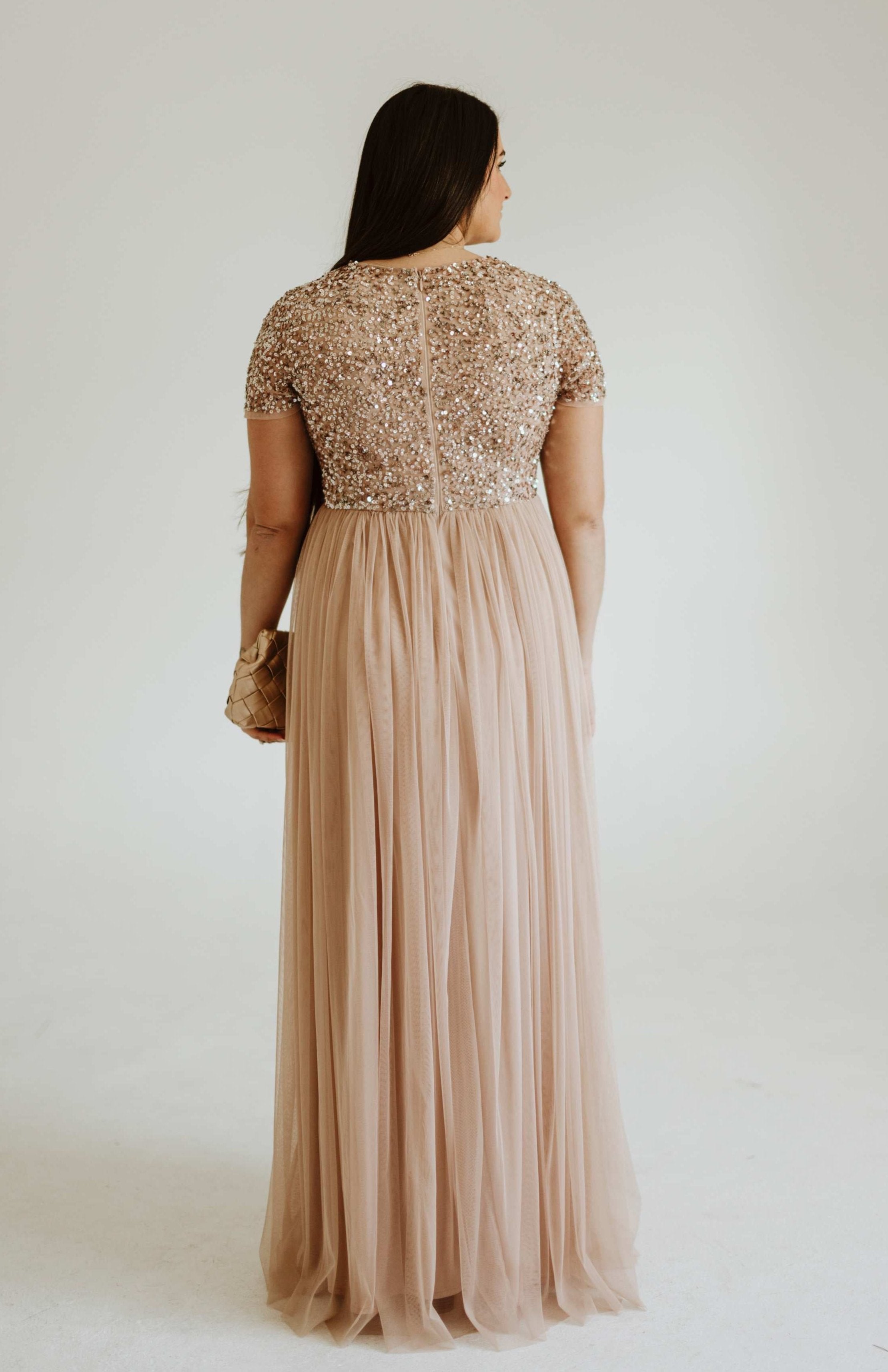 Maya Maternity Short Sleeve Tulle Maxi With Sequins: Hire Now