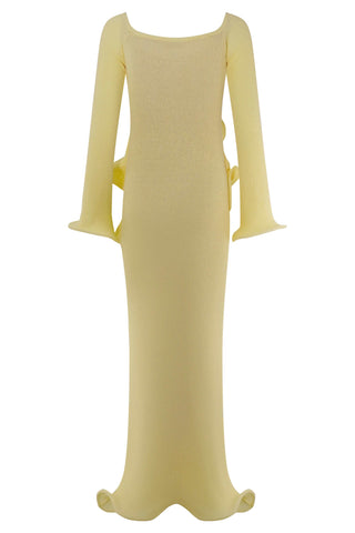 Meshki Sandrine Off Shoulder Knit Maxi Dress - Lemon