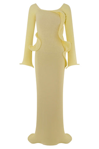 Meshki Sandrine Off Shoulder Knit Maxi Dress - Lemon