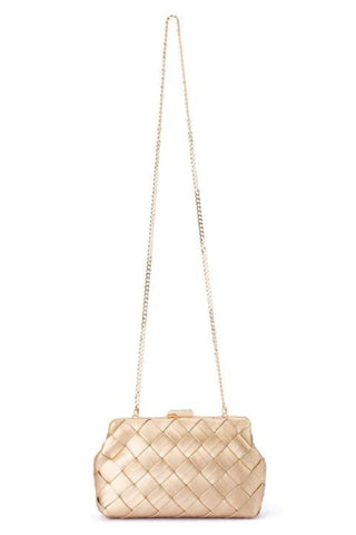 Olga Berg Quinn Woven Gold Clutch