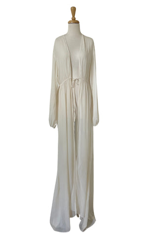 Maternity Robe Hire: Robed.Co Sheer White Robe - Regular length on a mannequin