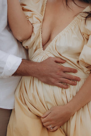 Rooh Collective Birthday Gown - Sun Ombre: Maternity Dress Hire - Plunge V Neckline Ball Gown