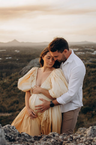 Rooh Collective Birthday Gown - Sun Ombre - Maternity Dress Hire - Mama's photoshoot gown hire