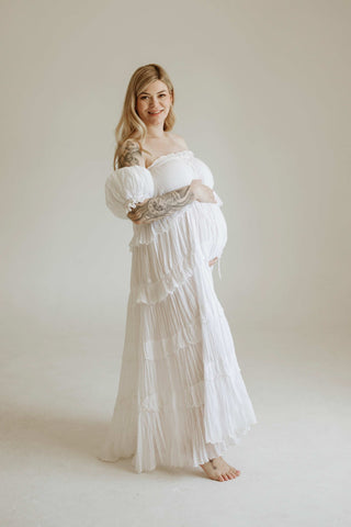 White baby shower dress hire