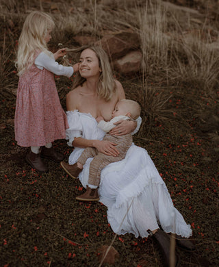 Relaxed Fit Breastfeeding-friendly Maternity Dress Hire - Tiered Scallop Detailing: Rooh Collective Esha II Maxi Dress