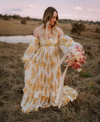 Maternity Wedding Guest Dress Hire - Rooh Collective Poppy Maxi Dress