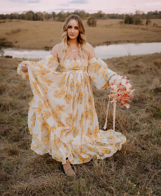 Stylish and Sustainable Maternity Dress Hire - Rooh Collective Poppy Maxi Dress