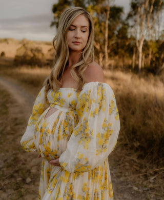 Floral Charm Maternity Dress Hire - Rooh Collective Poppy Maxi Dress