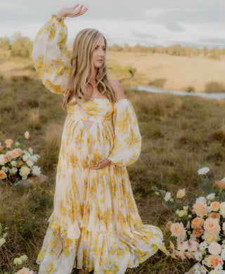 Dreamy Maternity Dress Hire for Photoshoot - Rooh Collective Poppy Maxi Dress