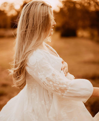 Lace Trimmed Maternity Dress Hire - Sacred Bundle Tallulah Lace Maxi Dress