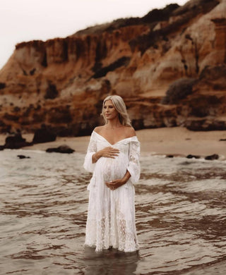 Gorgeous Lace Detail Maternity Dress Hire for Photoshoot - Sacred Bundle Tallulah Lace Maxi Dress