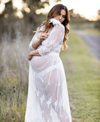 Versatile Maternity Dress Hire - Lace Duster & Wedding Gown - Spell Canyon Moon Mesh Duster