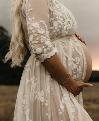 Spell Chloe Duster: 3/4 Sleeve Lace Maternity Dress Hire