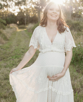 Bump Friendly Wedding Attire - Spell Dawn Lace Gown - Maternity Dress Hire