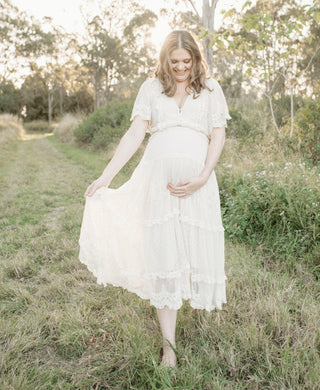 Scalloped Hem Detail - Maternity Dress Hire Australia - Spell Dawn Lace Gown