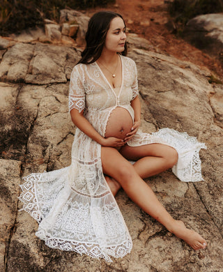 Ivory Lace Maternity Dress Hire - Spell Rhiannon Gown - Perfect for Maternity Photoshoot