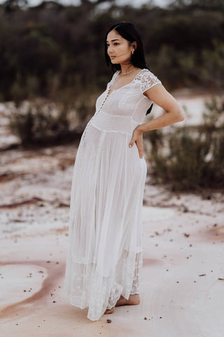Spell Wild Belle Gown: Maternity Dress Hire - Lace details Maternity Photoshoot Dress