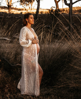 Shine Bright with our Stardust Beaded Robe - Maternity Dress Hire