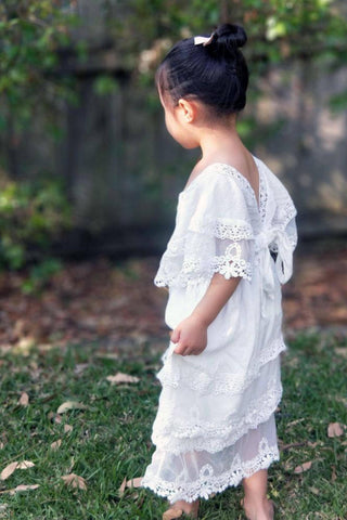Flowy Ivory Dress for Special Occasions - Tea Princess Camille Dress - Girl Dresses For Hire