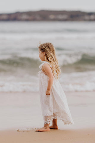 Beach Wedding Flower Girl Dress - Tea Princess Chloe Dress - Girl Dresses For Hire