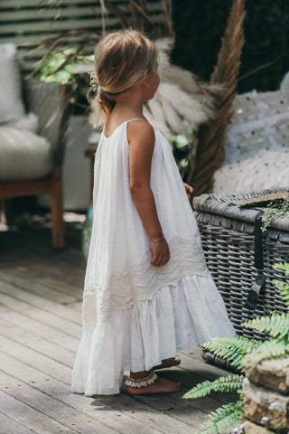 Size 6 Years Dress for Hire - Tea Princess Ivory Sage Dress - Girl Dresses For Hire