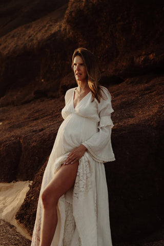 The Boho Shed Eloise Dress: Maternity Dress Hire - Deep V-Neckline Boho Maternity Dress