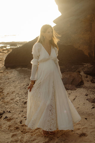 The Boho Shed Eloise Dress: Maternity Dress Hire - Floor Length Maternity Photoshoot Dress