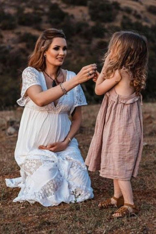 Maternity Dress Hire: Tree of Life Alexandria Dress - Boho Lace Dress for Photoshoots and Baby Shower