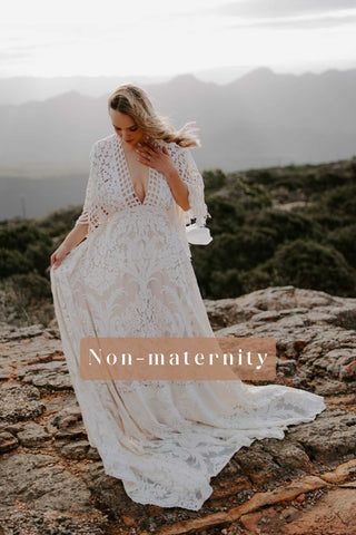 Maternity Wedding dress hire: We Are Reclamation Bewitched By Boho Gown - Vintage Lace Magic