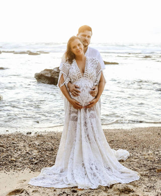Deep Plunge V Neck Maternity Dress Hire: We Are Reclamation Bewitched By Boho Gown