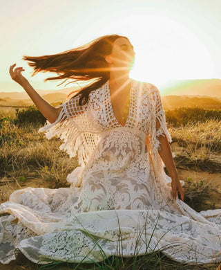 Boho Elopement Perfection: Maternity Wedding Dress Hire - We Are Reclamation Bewitched By Boho Gown