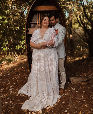 Size Inclusive Lace Maternity Wedding Dress Hire: We Are Reclamation Bewitched By Boho Gown