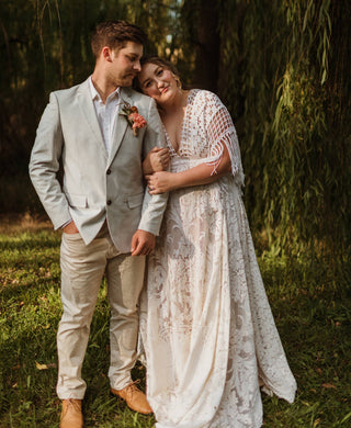 Elasticated Vintage Lace Maternity Wedding Dress Hire: We Are Reclamation Bewitched By Boho Gown