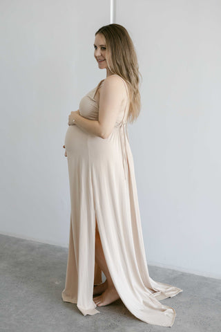 Nude maternity slip dress perfect for see through boho gowns for hire