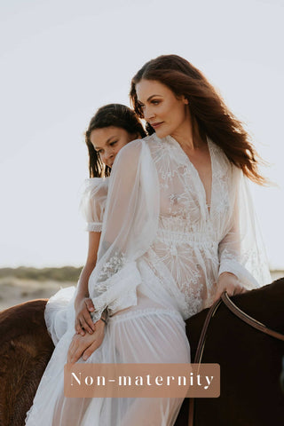 Off-White Floral Lace Maternity Gown Hire - We Are Reclamation Bloom Where You Are Gown - Maternity Wedding Dress Hire