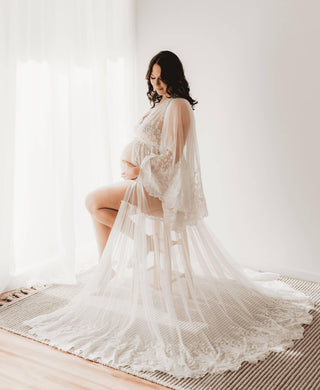 A Touch of Romance Lace Maternity & Wedding Gown- We Are Reclamation Bloom Where You Are Gown - Maternity Dress Hire
