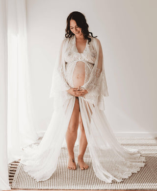 Perfect for Family Photoshoot Lace Gown Rental - We Are Reclamation Bloom Where You Are Gown - Maternity Dress Hire