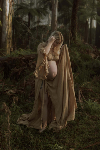 Flowing Goddess Effect Gown Australia: Maternity Dress Hire - We Are Reclamation Dreams Like These Three Piece Gown