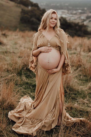 Elastic Bust and Waist Gown: Maternity Dress Hire - We Are Reclamation Dreams Like These Three Piece Gown
