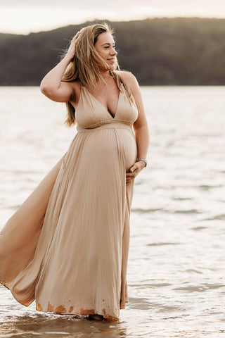 Maternity dress hire: We Are Reclamation Everyday Is Joy Slip Dress - Low V neckline and low backline Dress Australia