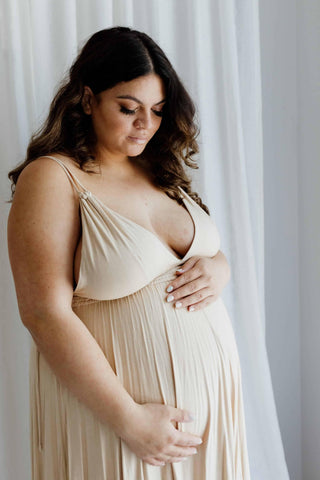 Size-inclusive maternity dress hire: We Are Reclamation Everyday Is Joy Slip Dress