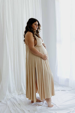 Stylish plus size maternity dress hire: We Are Reclamation Everyday Is Joy Slip Dress