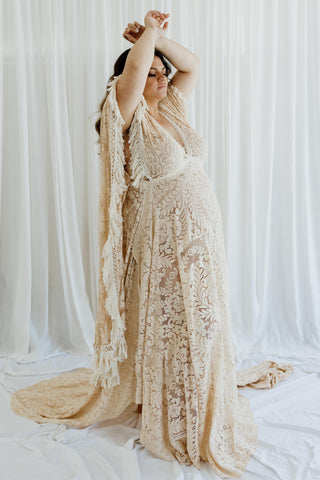 Elegance in Dark Ivory Maternity Dress Hire - We Are Reclamation Magic Maker Gown - Dark Ivory - Reclamation Gown Rental Australia