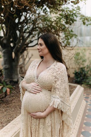 Timeless Elegance - Handmade Ivory Lace Maternity Dress Hire - We Are Reclamation Magic Maker Gown - Dark Ivory - Reclamation Gown Rental Australia