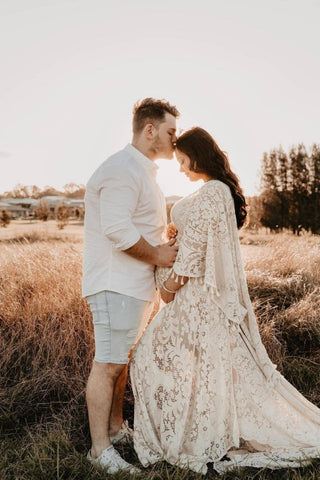 Ivory Lace Maternity Gown - Plus Size and Breastfeeding Friendly Maternity Dress Hire - We Are Reclamation Magic Maker Gown - Ivory - Reclamation Gown Rental Australia