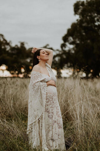 Magical Maternity Photoshoot Attire - Ivory Lace Gown - Maternity Dress Hire - We Are Reclamation Magic Maker Gown - Ivory - Reclamation Gown Rental Australia