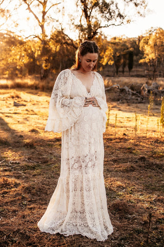 Ivory Lace Maternity Gown - Plus-Size and Beyond - Maternity Dress Hire - We Are Reclamation Much Love Gown - Reclamation Gown Rental Australia