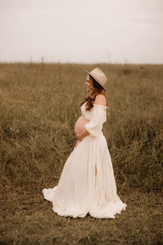 We Are Reclamation There Is Nothing Quite Like You Two Piece Gown - Maternity Photoshoot Dress