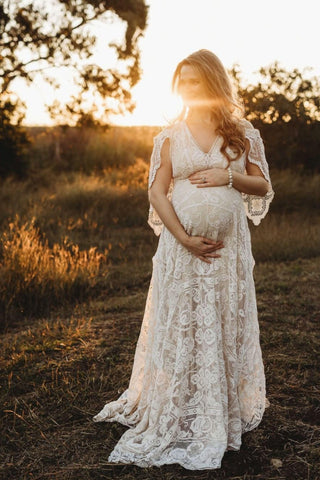 Elegant Lace Maternity Dress Hire - We Are Reclamation There Is Only This Moment Gown - Reclamation Gowns Rental Australia