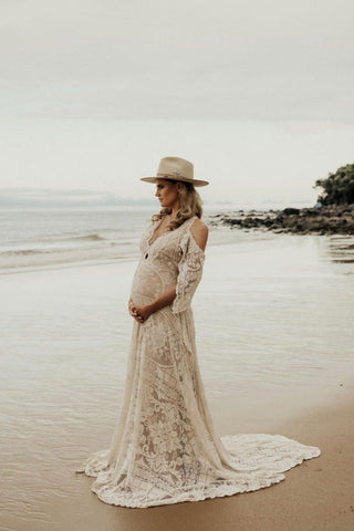 Handcrafted Maternity Lace Gown Hire - Maternity Dress Hire - We Are Reclamation There Is Only This Moment Gown - Reclamation Gowns Rental Australia